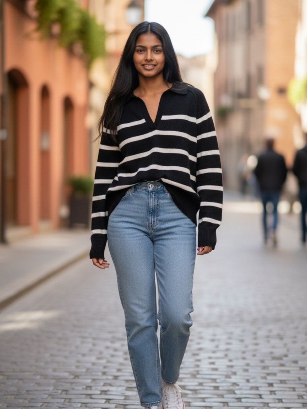 Aerie Black and White Striped Women's Sweater